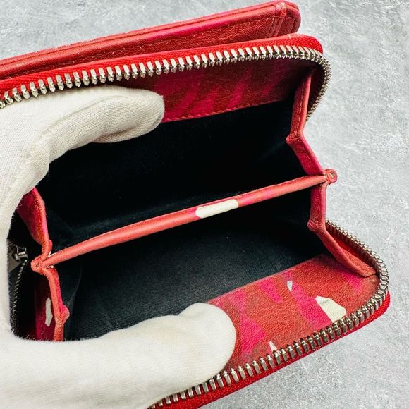 Balenciaga Red Multi-Color Zip Compact Wallet - Picture 9 of 13